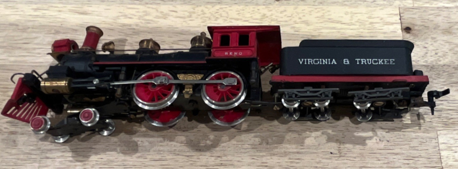 HO Gauge Virginia & Truckee “Reno” 4-4-0 Steam Locomotive w/ Tender Analog