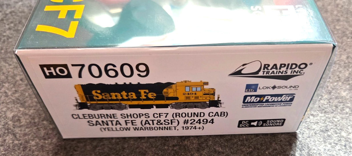 Rapido HO Scale Santa Fe CF7 (Round Cab) DCC/Sound #2494 1974+