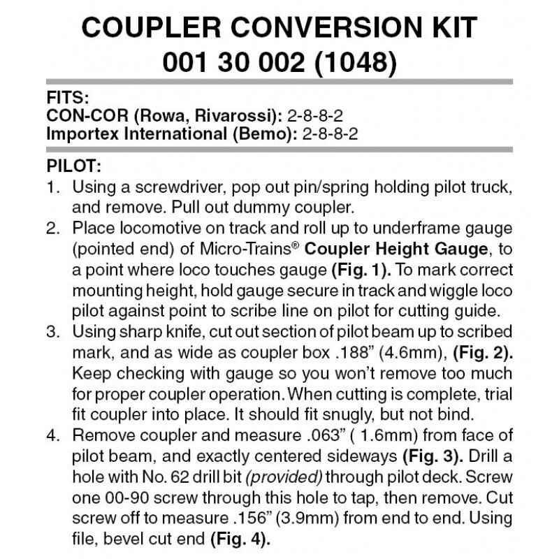 Micro Trains ~ N Scale ~ Locomotive Coupler Conversion Kit (1048) ~ 00130002