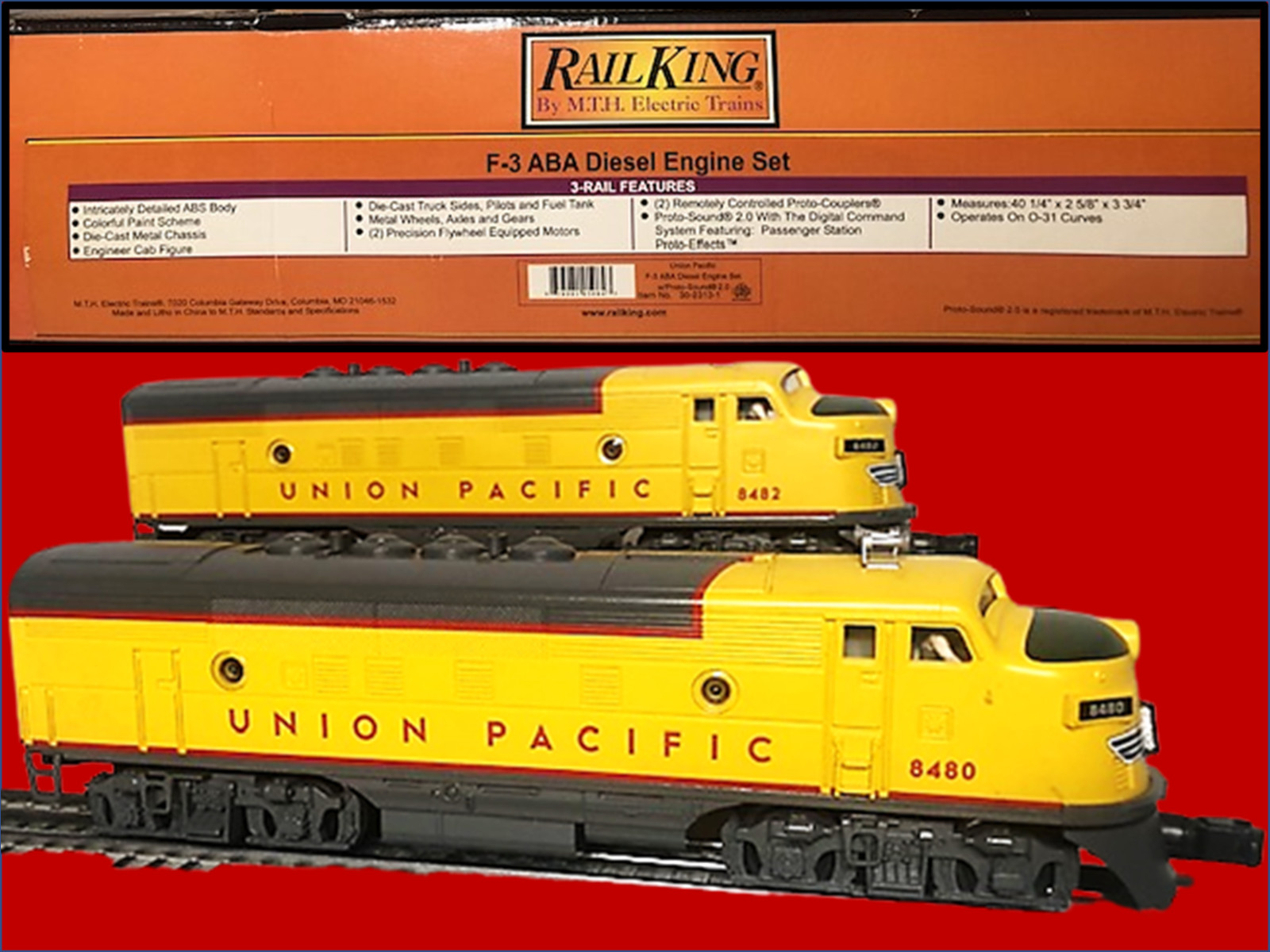 MTH 30-2313-1 UNION PACIFIC F3 ABA PROTO 2 DCS DUAL MOTORS IN LEAD “A” VERY NICE