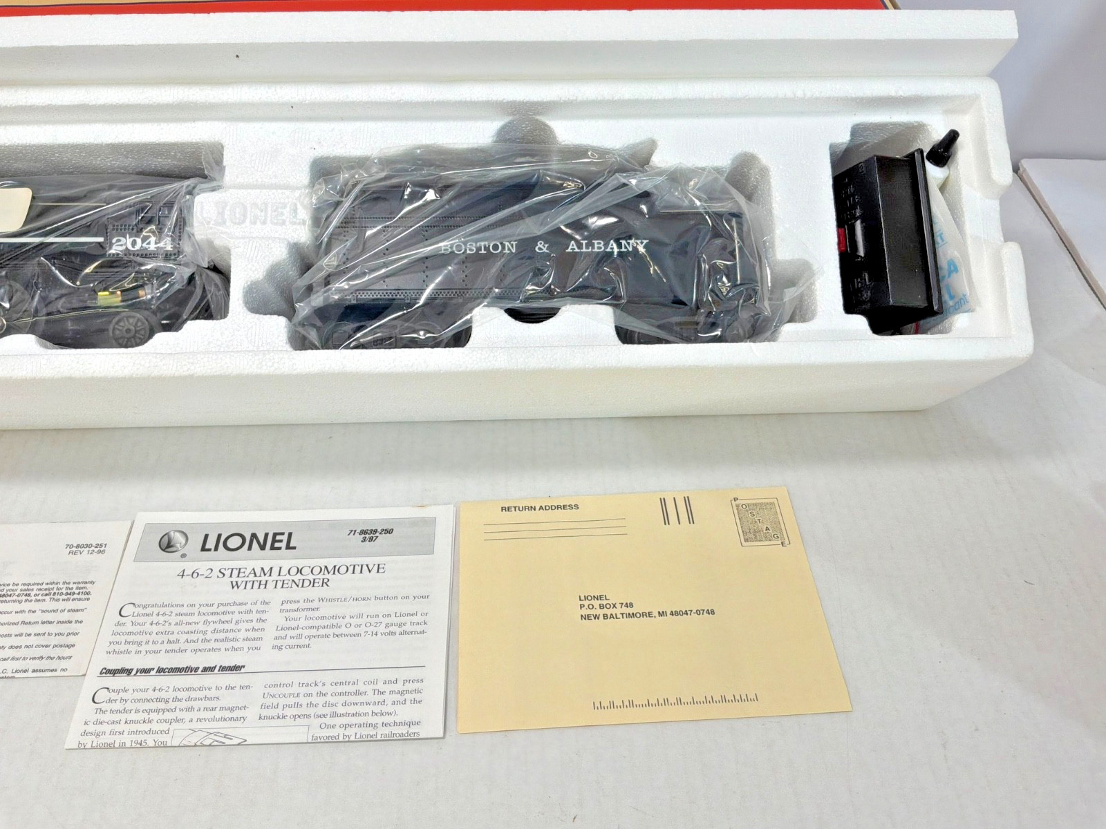 VINTAGE LIONEL 6-18653 BOSTON ALBANY 4-6-2 STEAM LOCOMOTIVE TENDER 2044 TCA C10