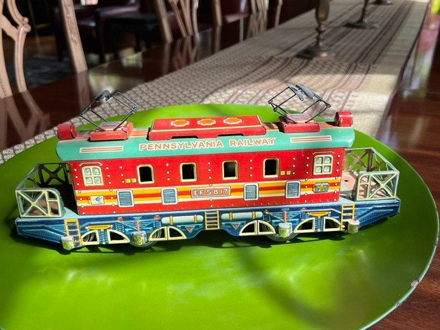 Large Yonezawa Tin Pennsylvania Railroad Engine, Exc Condition, 13″