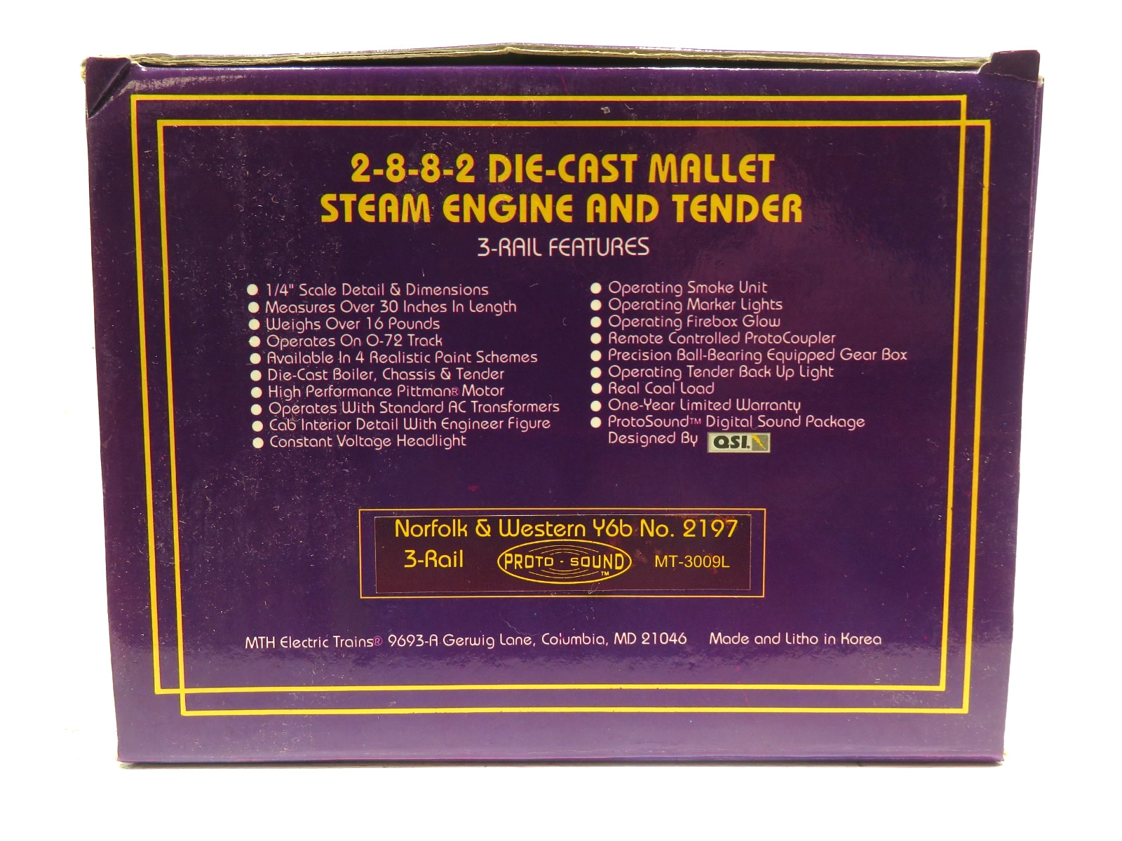MTH MT-3009L Norfolk & Western Mallet Y6B Loco 2-8-8-2 w/Proto NIB