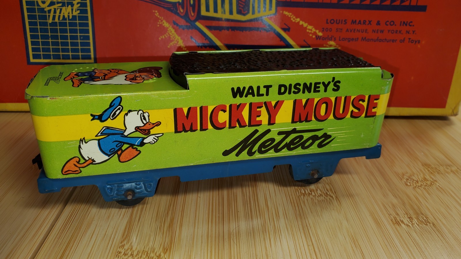 + Marx Walt Disney’s Mickey Mouse Meteor Mechanical Locomotive 4 Car Freight Set
