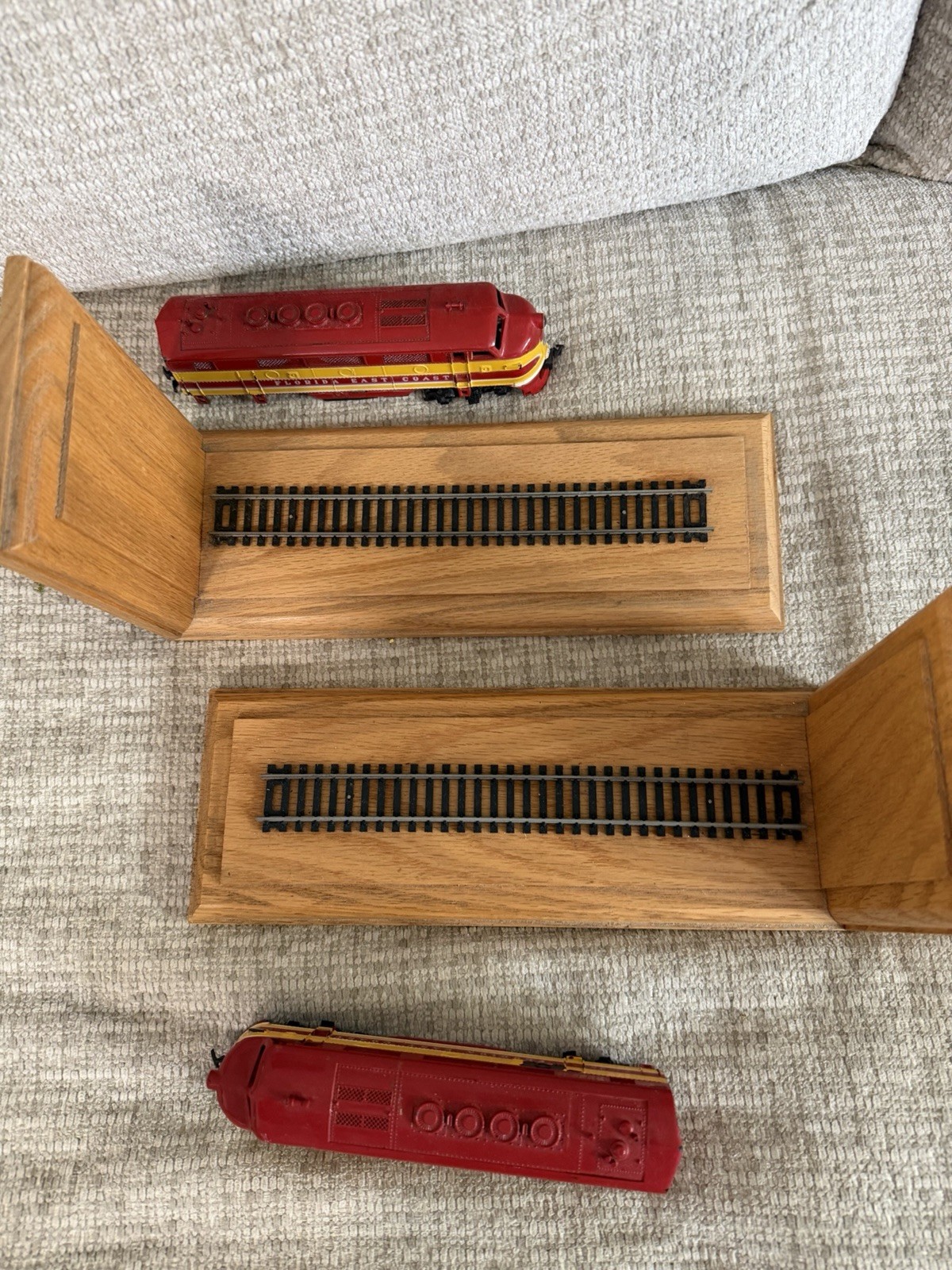 Vintage Train Book End Set Red Florida East Coast Locomotives