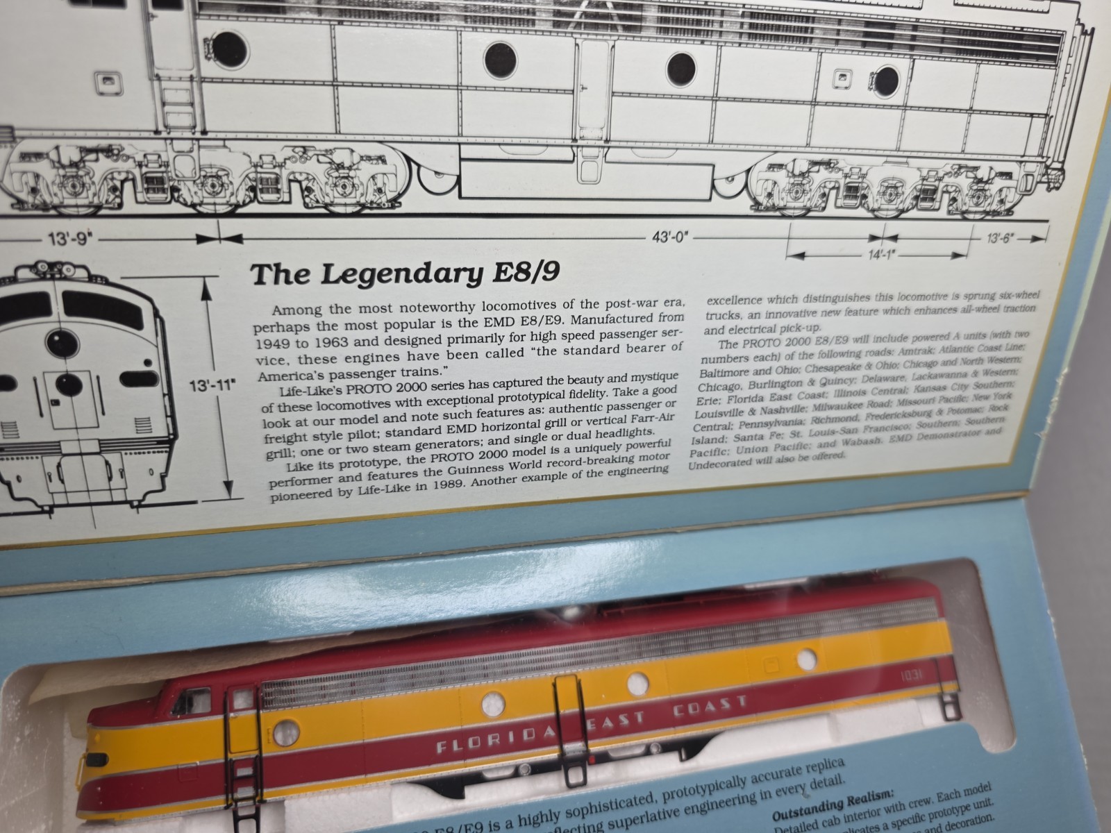 Proto 2000 HO 8710 Florida East Coast E8/E9 Diesel Loco FEC 1031 NOS Runs Smooth