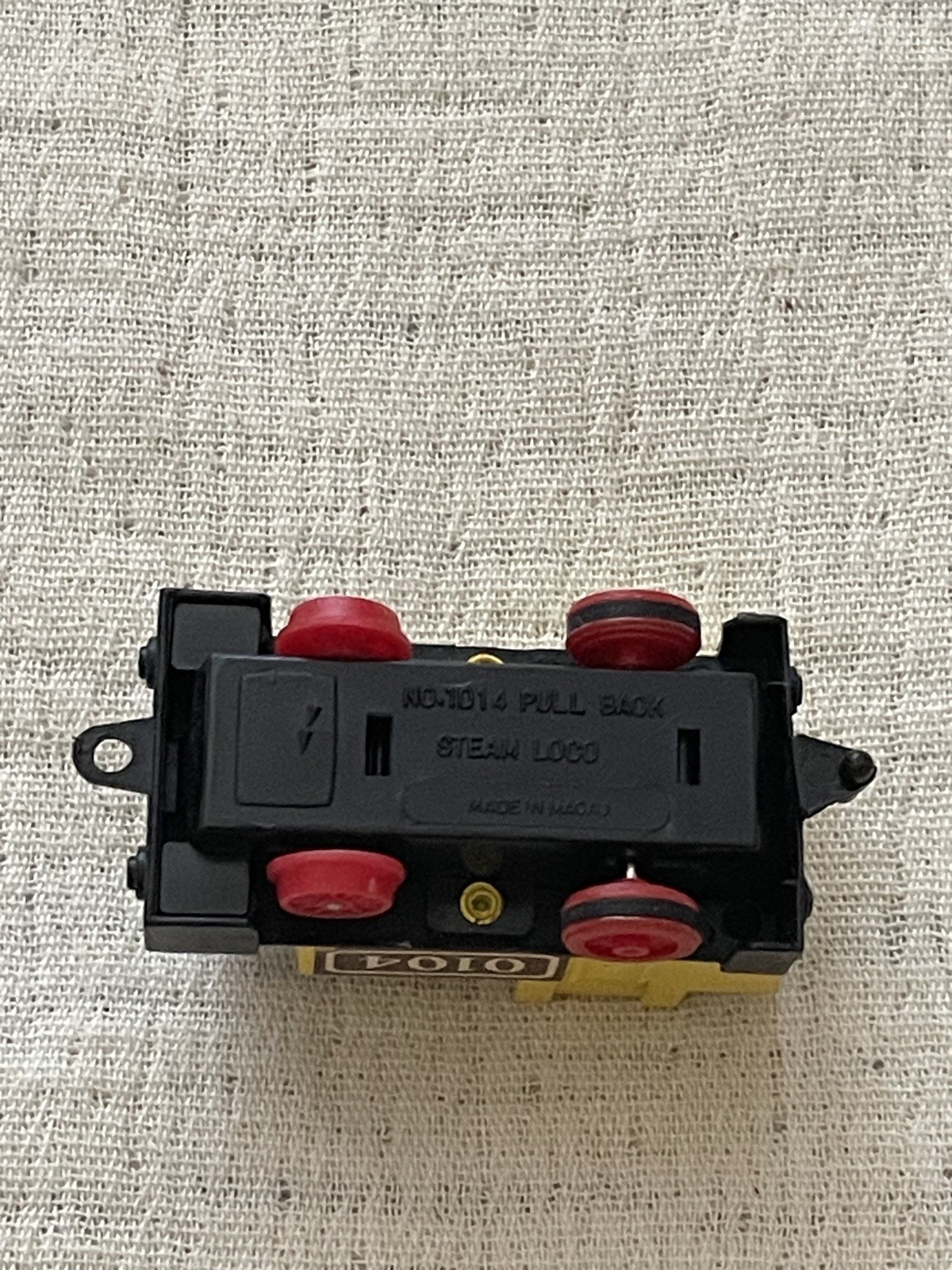 Vintage Train Steam Locomotive Engine 0104 Pull Back Toy Retro Yellow Black Red