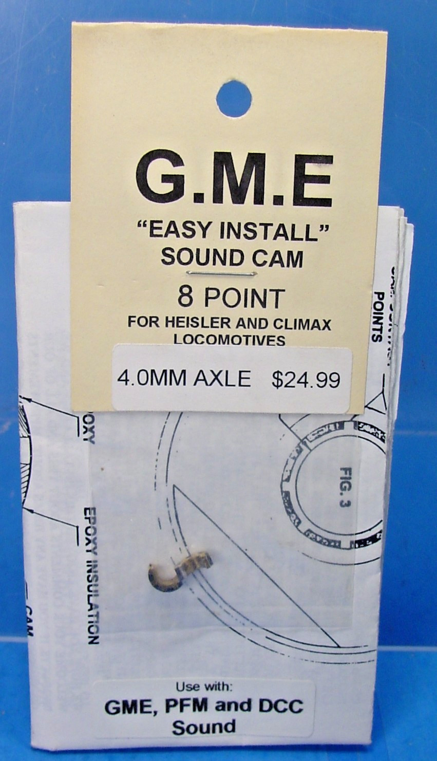 G.M.E. SOUND CAM 4.0mm AXLE 8 POINT FOR STEAM LOCO PFM PBL DCC S,Sn3,On30,On3, O