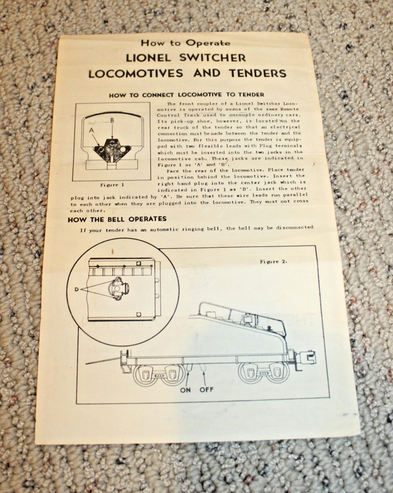 Lionel Postwar #2403B Tender Locomotive Instruction Sheet #2403B-11 8-48