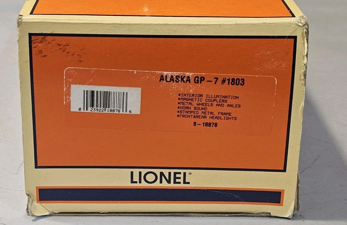 Lionel 6-18878 O-Gauge Alaska GP-7 1803 Locomotive & OB ~ Untested ~ Our# XS318