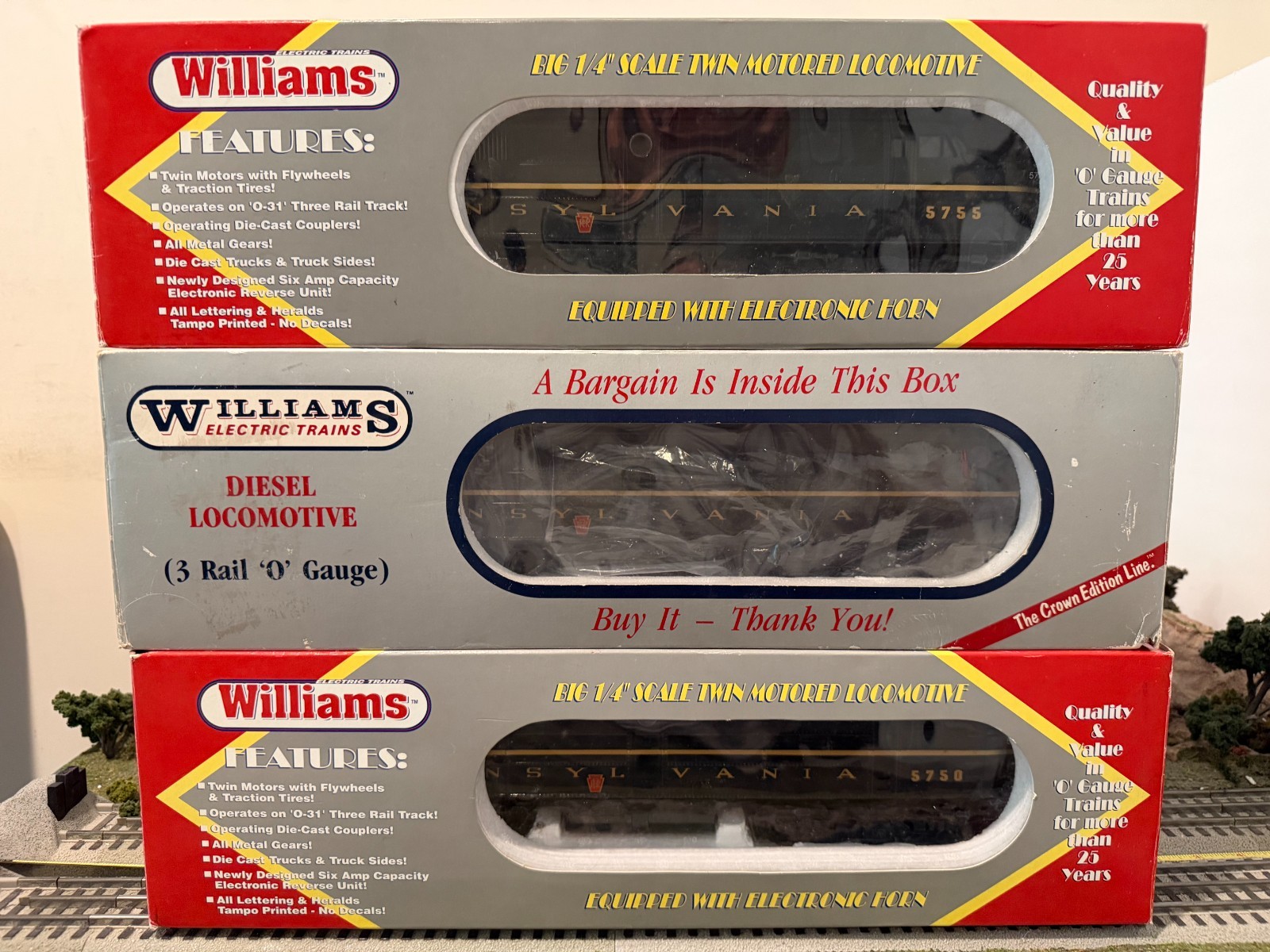 Williams O Scale Pennsylvania Railroad (Green) Alco PA ABA Diesel Set LN/Box