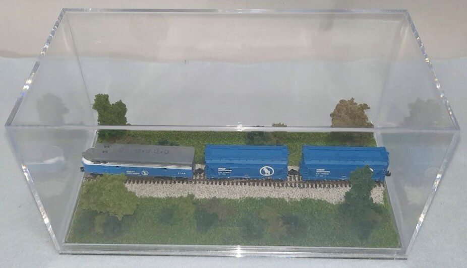 Z SCALE – SINGLE TRACK 8″ – DISPLAY CASE – “SUMMER SCENE” FOR ANY Z TRAIN