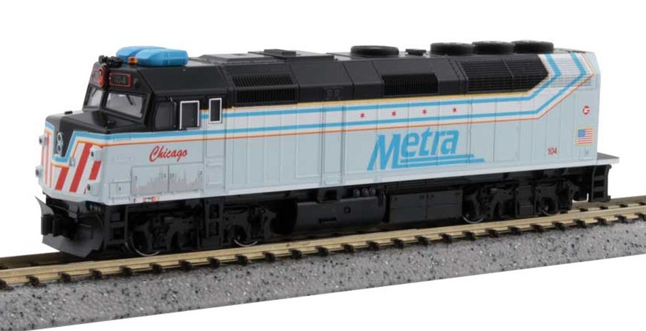 Kato N EMD F40PH Chicago Metra METX #104 DC 176CHICAGO