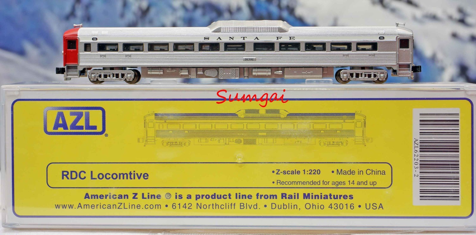 AZL 62203-2 SANTA FE BUDD RAIL DIESEL CAR DC192 Z Scale Z Gauge American Z Line