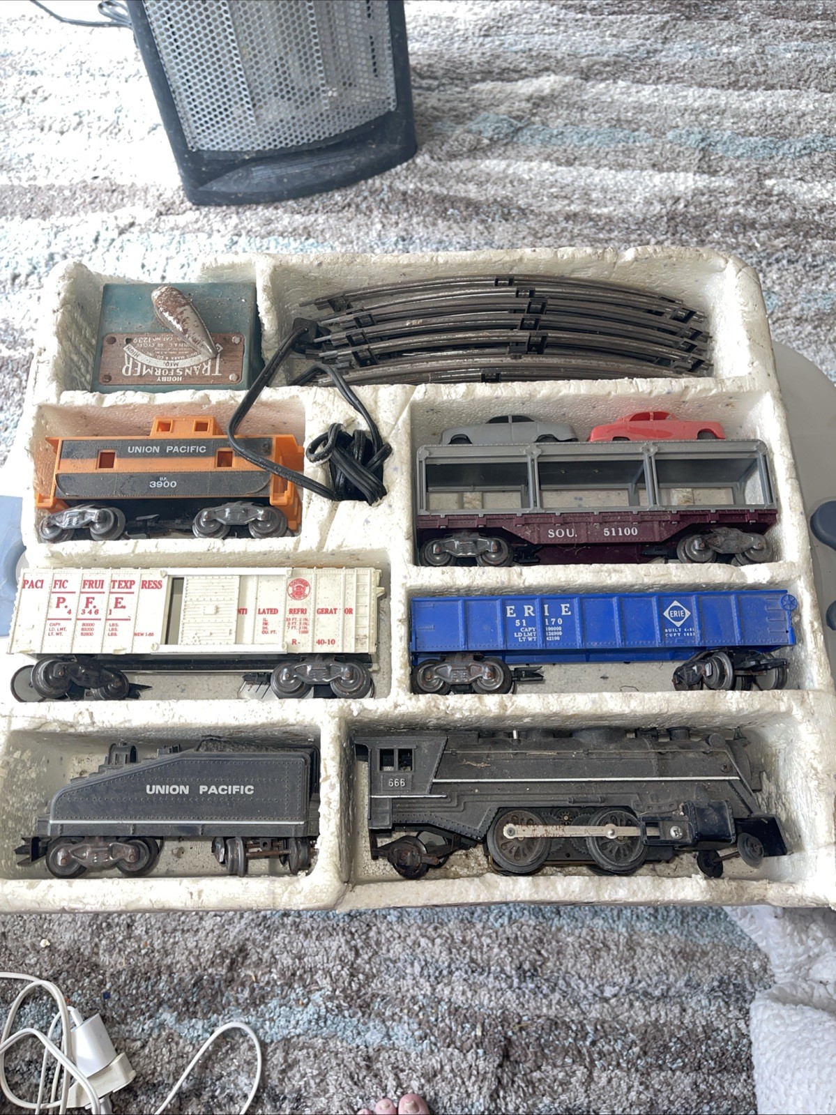 Vintage Marx 666 Steam Engine Electric Train 52875 Set Complete W/ Track