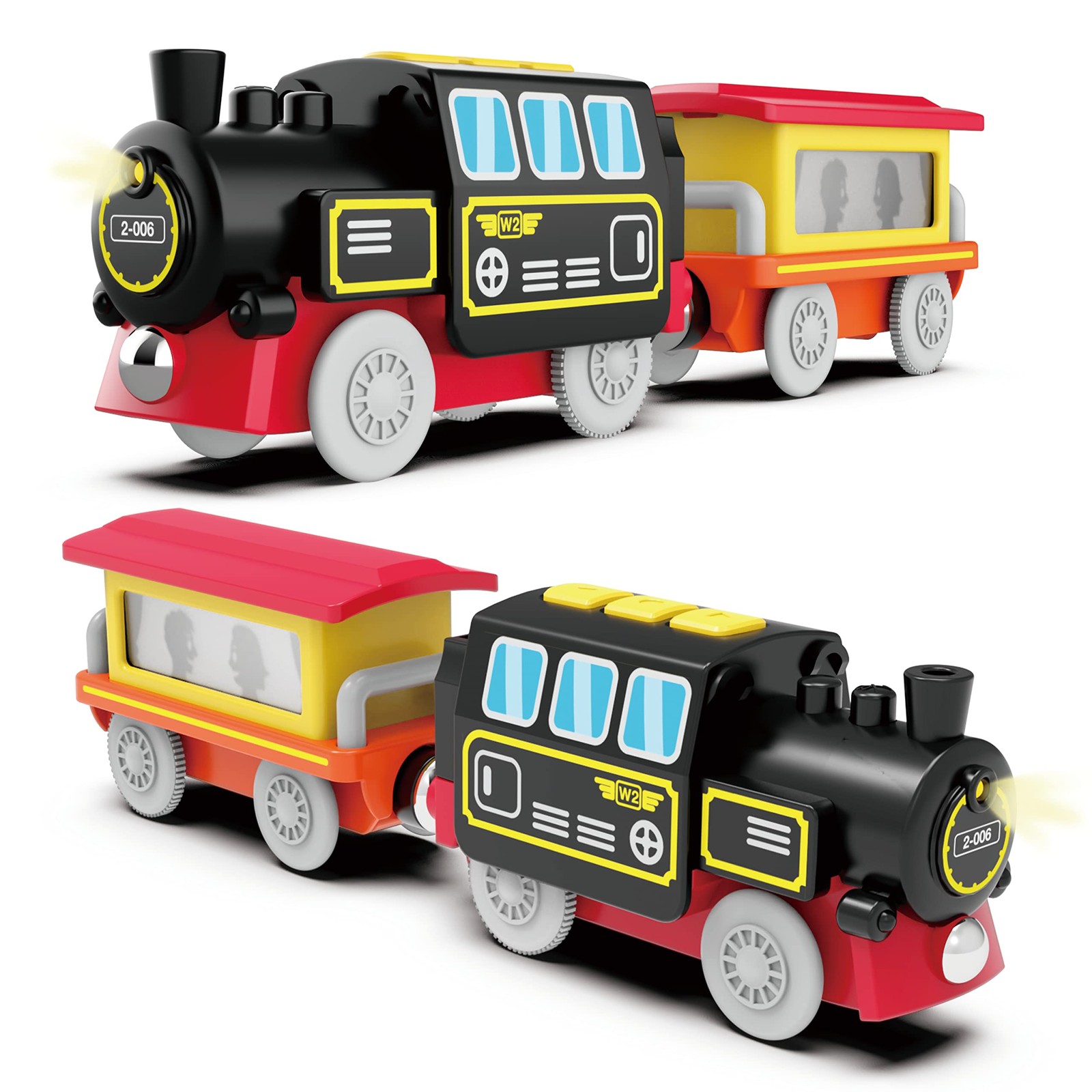 Battery Operated Locomotive Train for Wooden Tracks, O Gauge, Black & Red