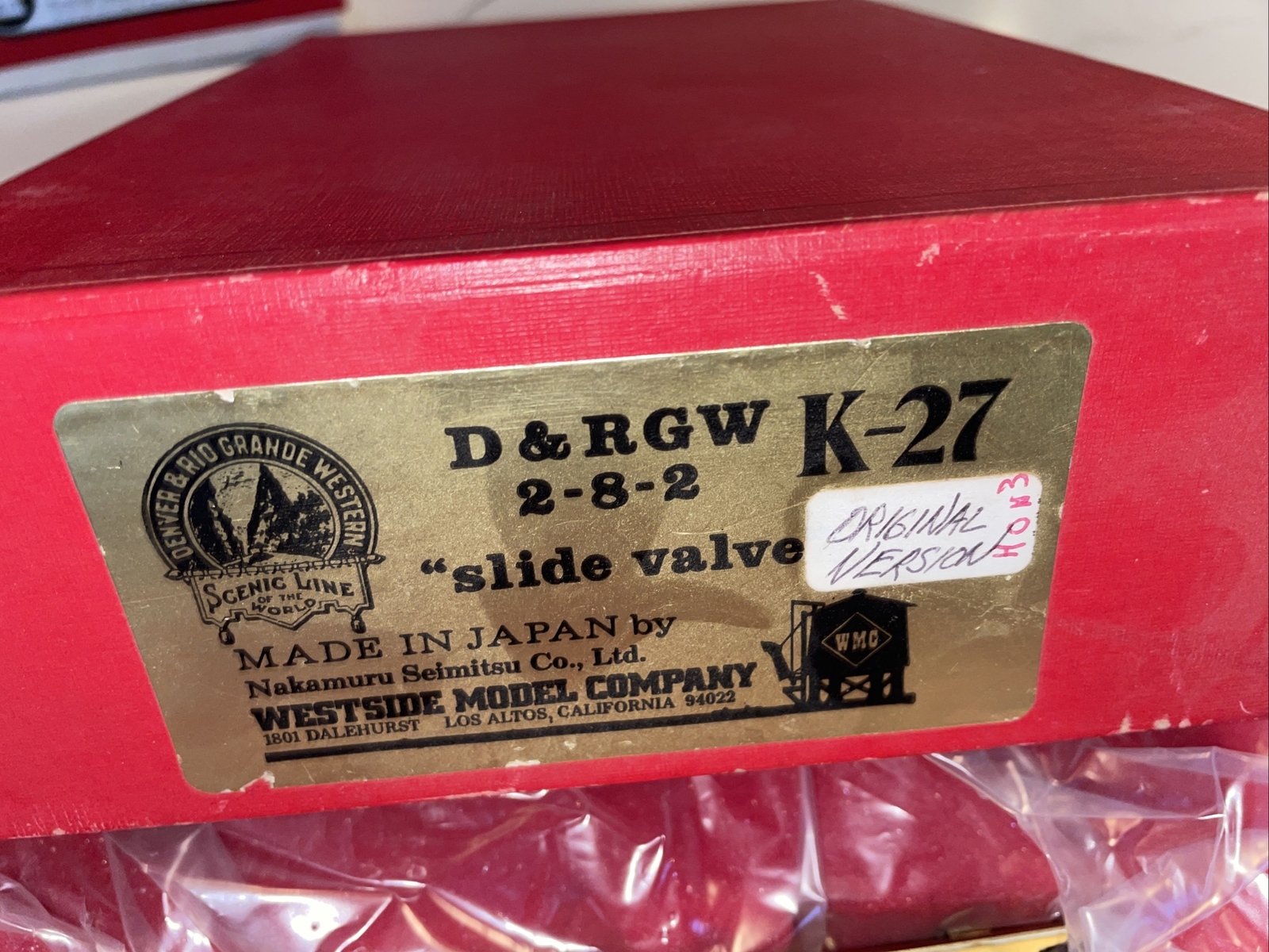 WESTSIDE MODEL COMPANY D&RGW CLASS K-27 2-8-2 SLIDE VALVE New Other