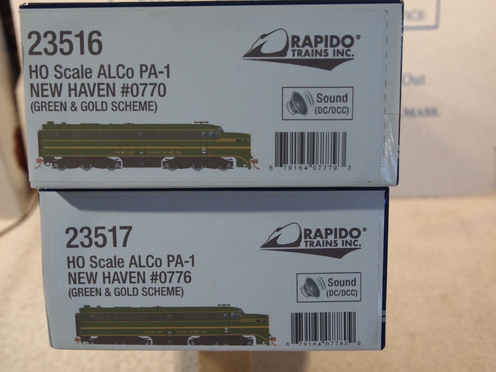 RAPIDO 23516 + 23517 ALCO PA-1 PAIR NEW HAVEN GREEN AS DELIVERED SOUND/DCC HO