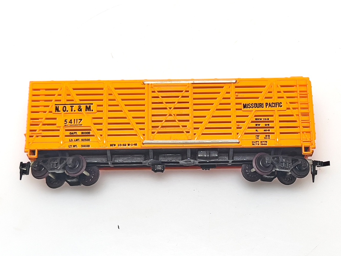TYCO MANTUA HO Scale #54117 Missouri Pacific NOT&M Orange Stock Car