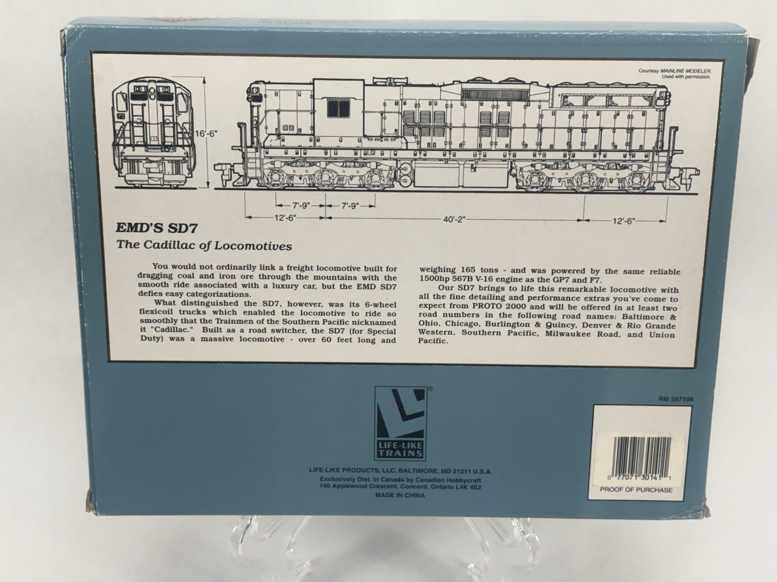 Life-Like Proto 2000 HO SD7 Baltimore & Ohio B&O 1830 Diesel Locomotive NIB