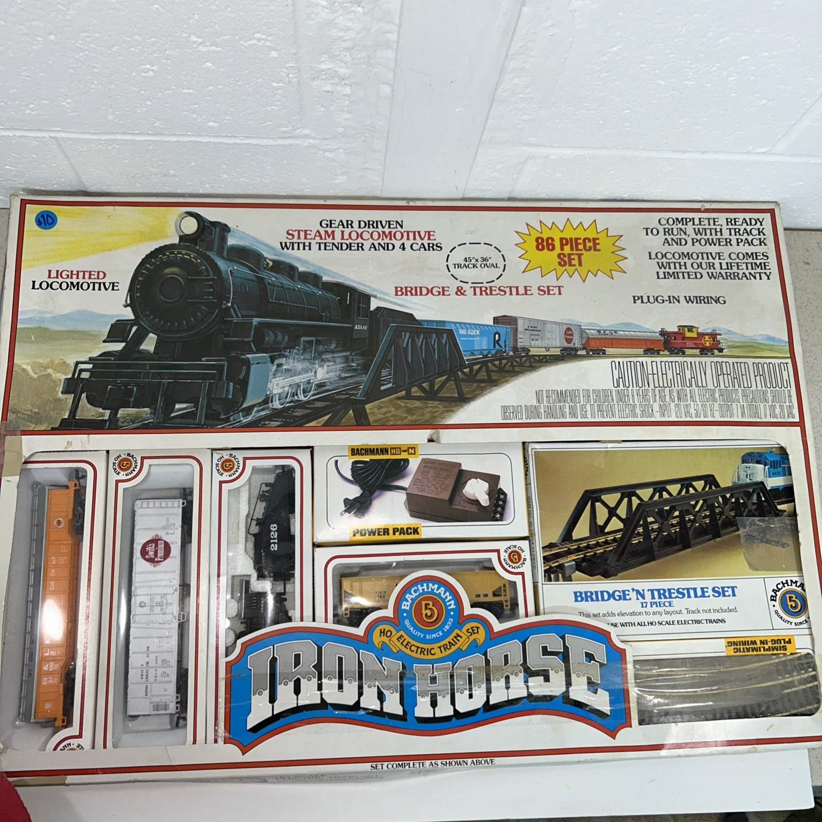 Bachman HO train set Iron Horse Bridge & Trestle 86 Piece set/extra Car ￼