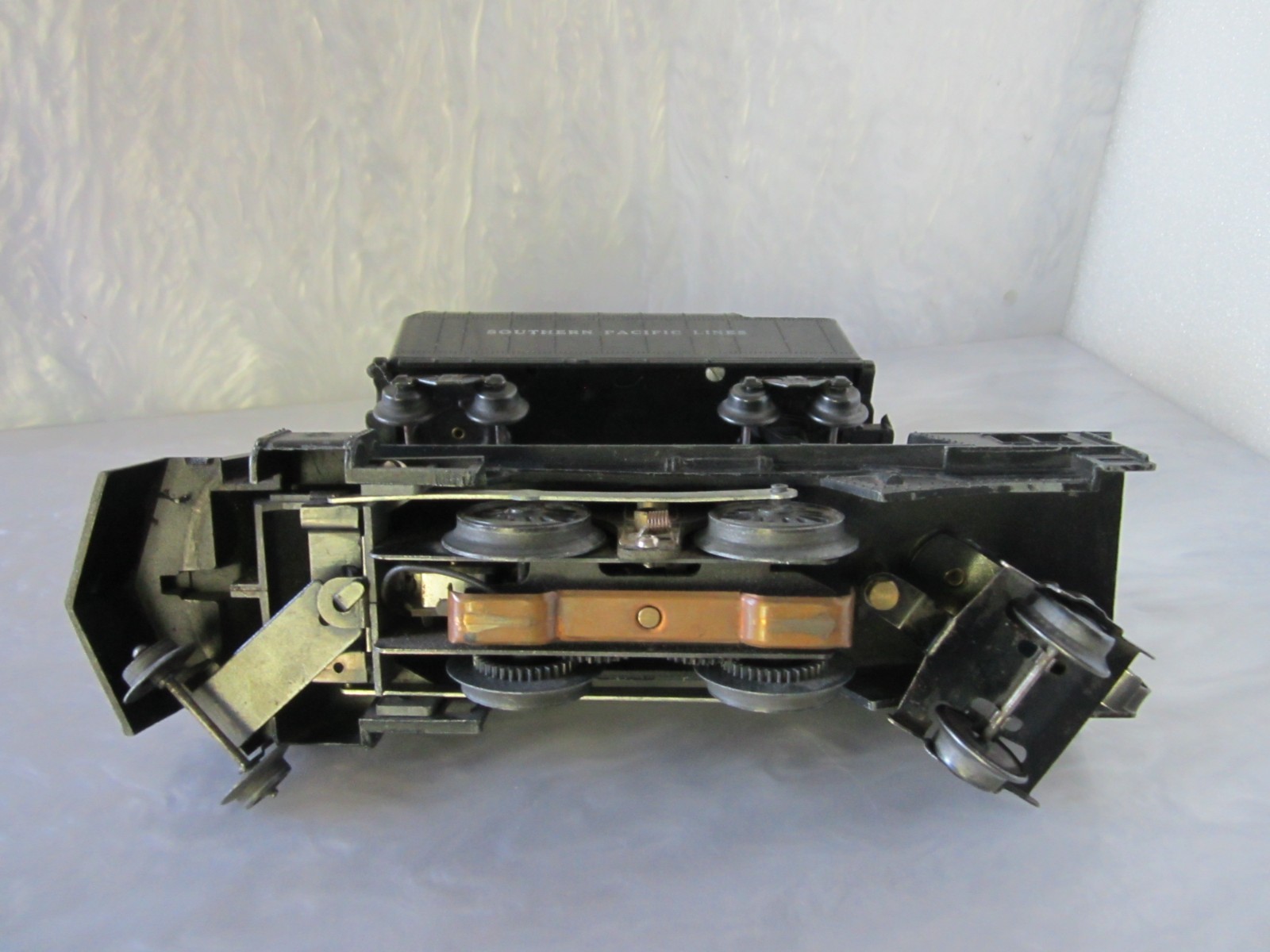 VTG MARX O GAUGE CAST IRON STEAM LOCOMOTIVE WITH SOUTHERN PACIFIC LINES TENDER