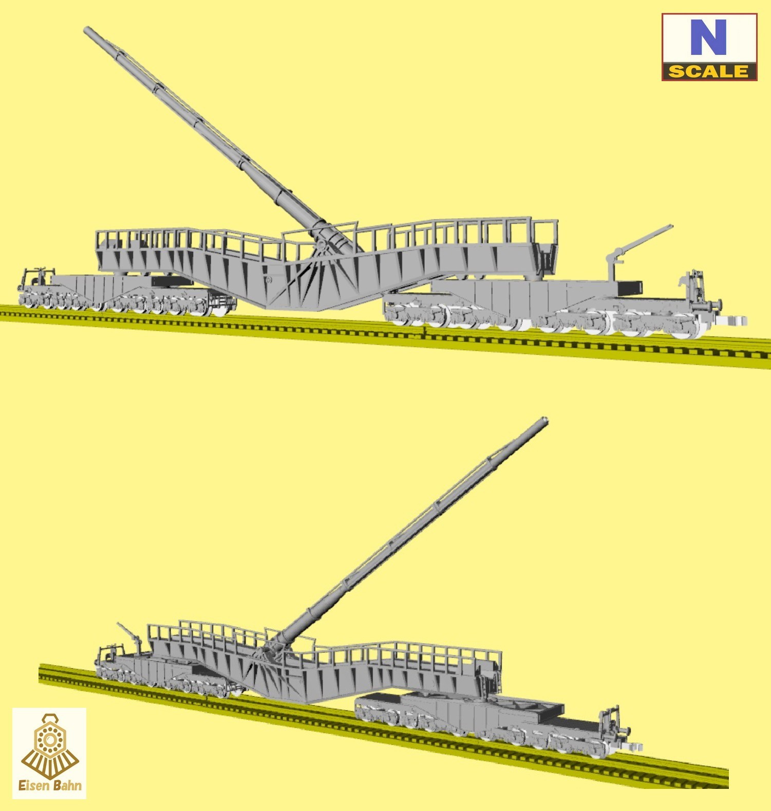 1/160 (N-scale) WWII German K-12 railway Gun /w wheels & coupliers resin kit