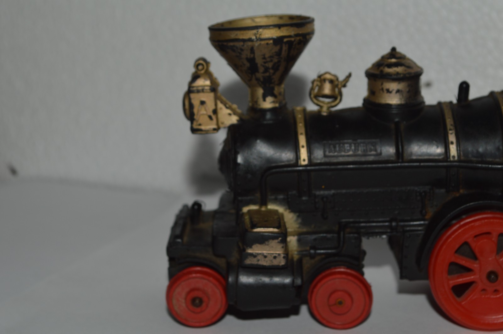 AUBURN Steam Locomotive Rubber Black Gold Red Wheels USA Made 7 Inch 1930’s