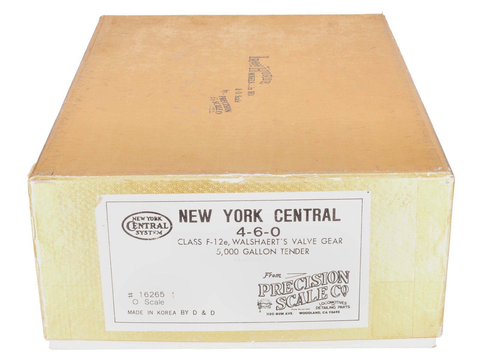 Precision Scale Co. 16265-1 O Brass NYC 4-6-0 Steam Loco & Tender #1251 2R – CP