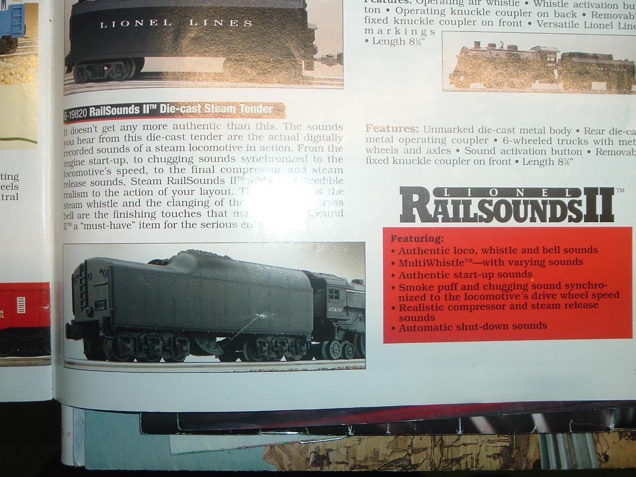 Lionel 19820 O Gauge Undecorated Die-Cast Steam Tender With Railsounds II