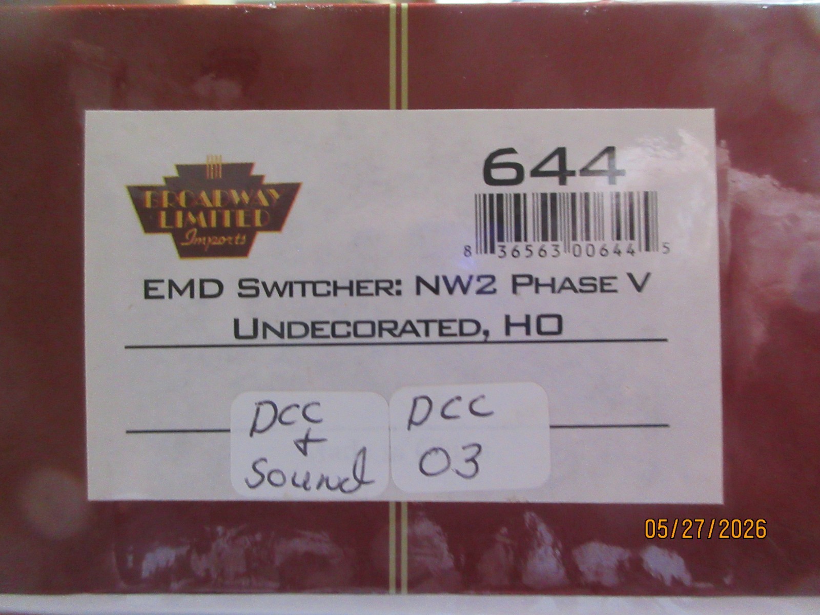 Broadway Limited Imports HO EMD SWITCHER Loco NW2 Phase V No.644