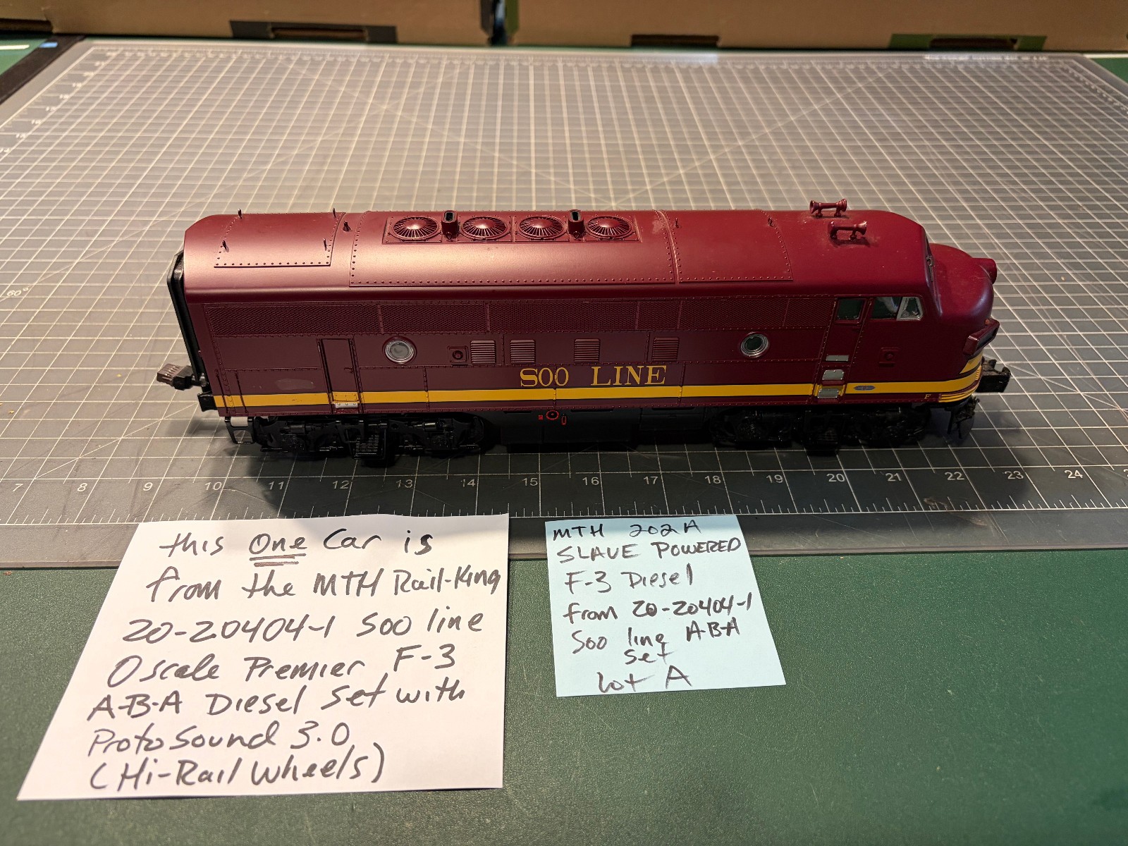 MTH O Train SOO F3 DIESEL 202A SLAVE POWER LOCOMOTIVE from ABA 20-20404-1 Set A