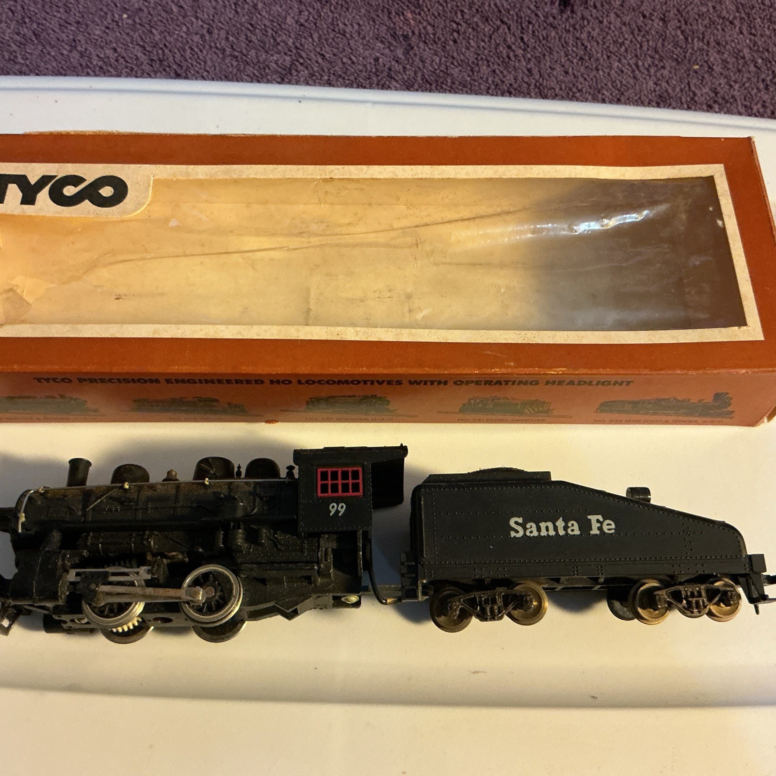 Tyco 99 HO Gauge Model Railroad Santa Fe 0-4-0 Steam Locomotive Tender Untested