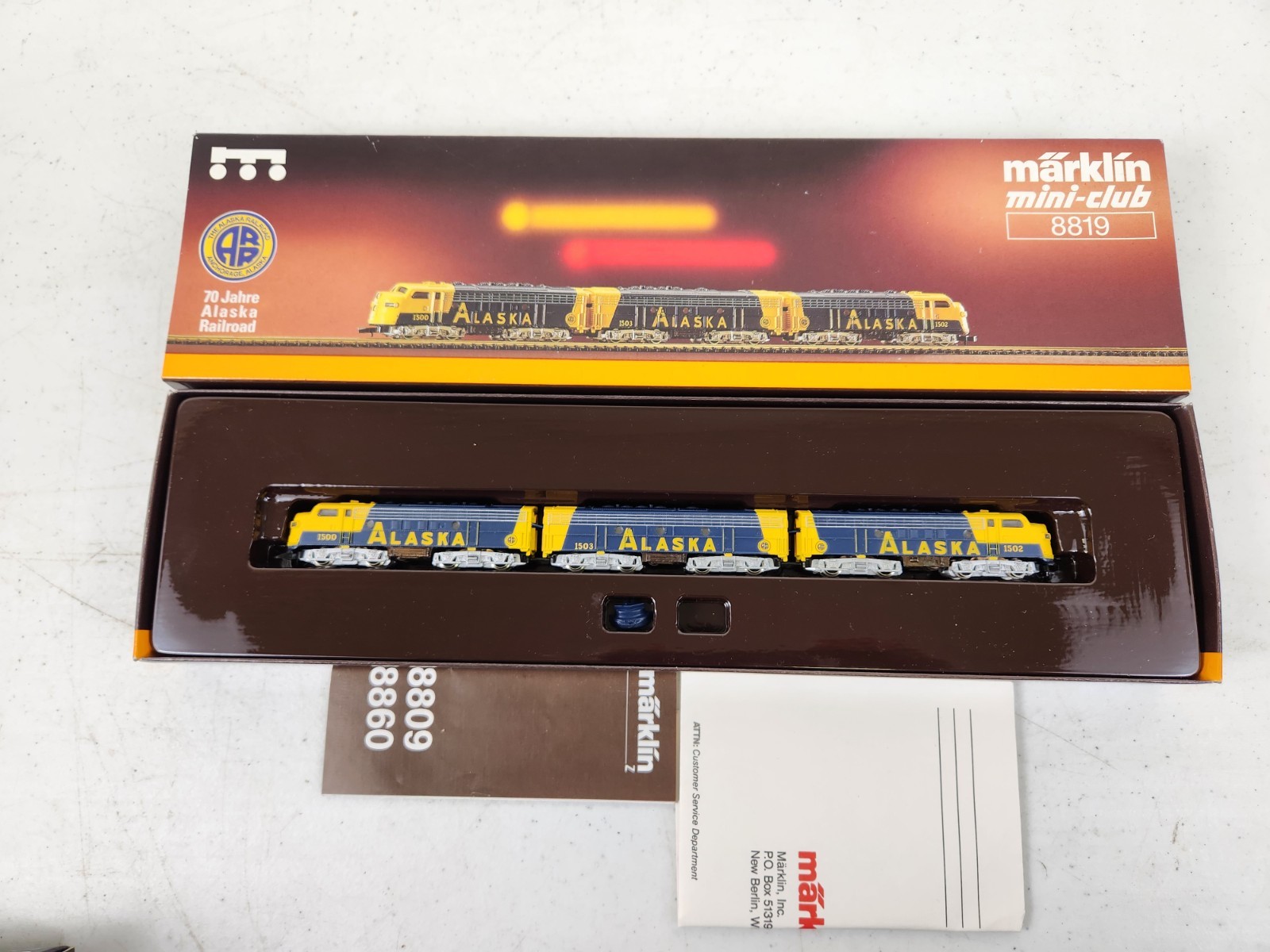 Marklin Mini-Club 8819 F7 A/B/A Engine set Alaska Z Scale With Original Box!!