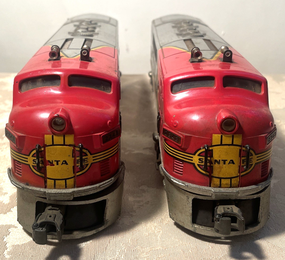 Vintage Lionel Santa Fe F3 AA Diesel 2343 Locomotive and Dummy, 1950-1952