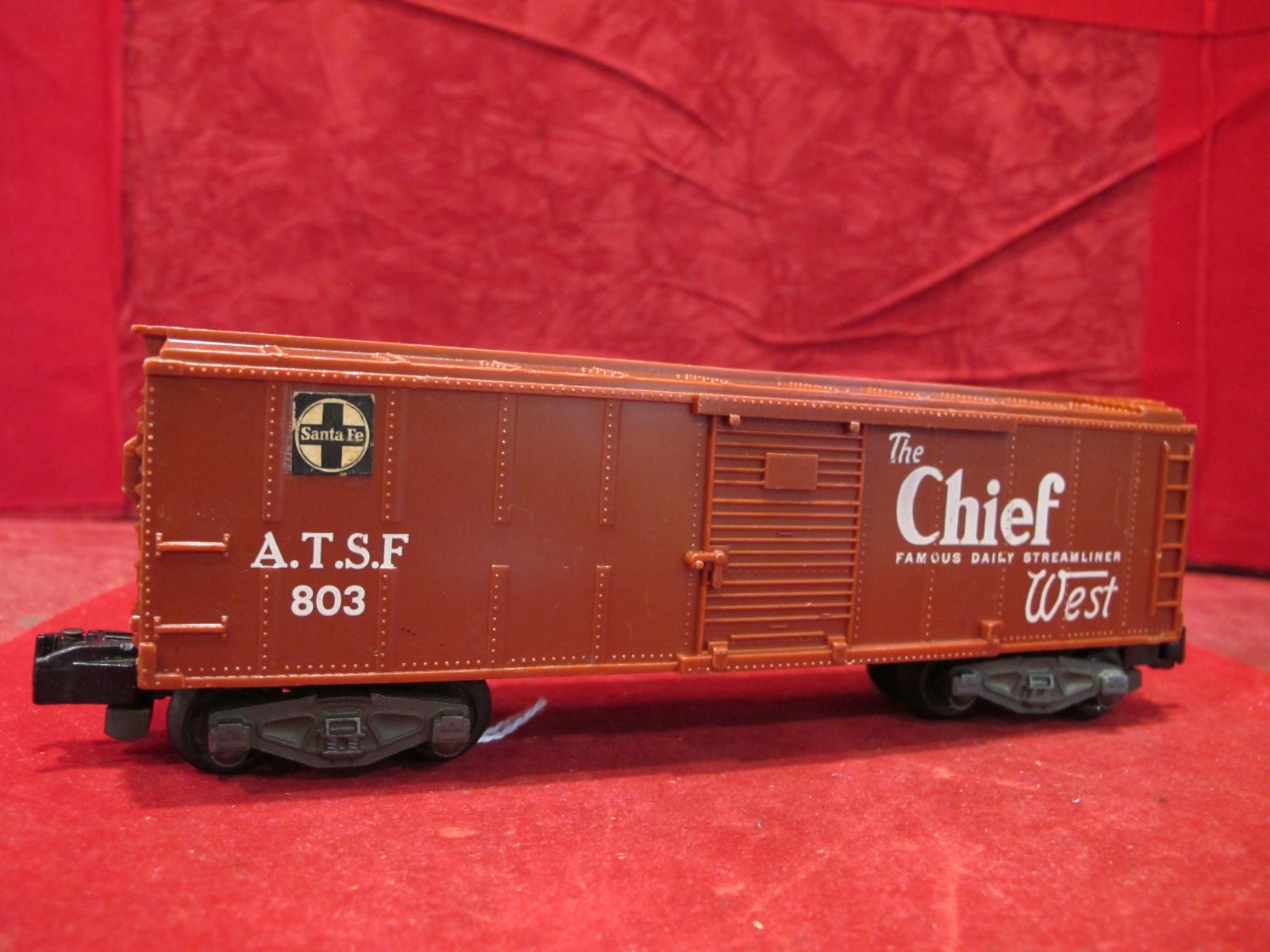 Vintage American Flyer 803 ATSF Santa Fe Boxcar, “The Chief” Knuckle Couplers