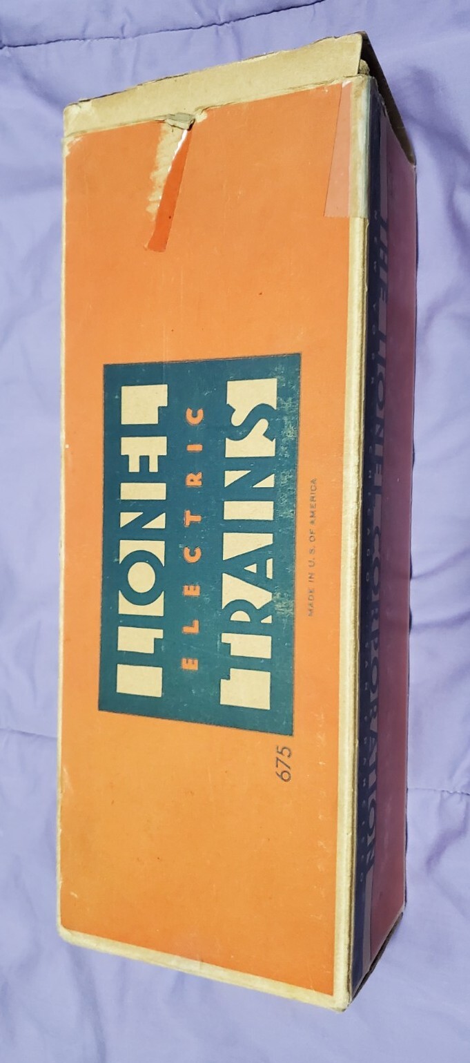1947 – 48 Lionel 675 STEAM LOCOMOTIVE Box Only Three Cities
