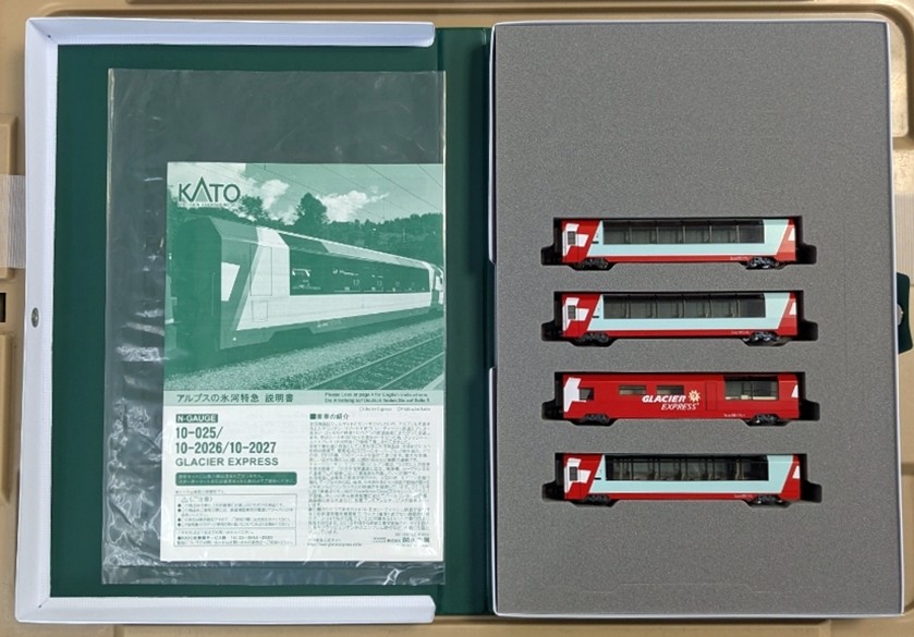 KATO 10-2027 N Scale Glacier Express 4-Car Add-On Set Swiss RhB Red 2025 NEW
