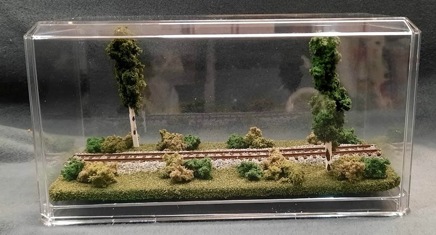 HOn3 SCALE 9″ SINGLE TRACK DISPLAY CASE – SUMMER SCENE- FOR ANY HOn3 TRAINS