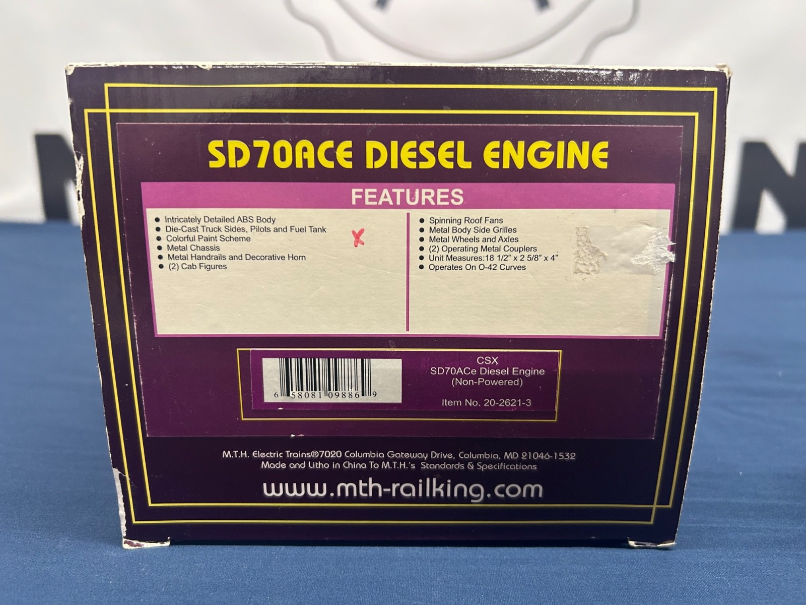 Mth CSX #4838 SD70ACe Non-Powered Diesel Engine 20-2621-3