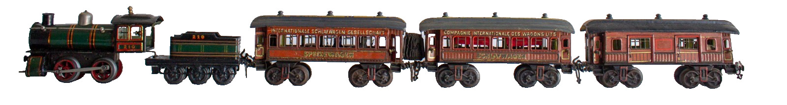 Extremely Rare Early Version of Bing 0-gauge Continental Clockwork Train Set