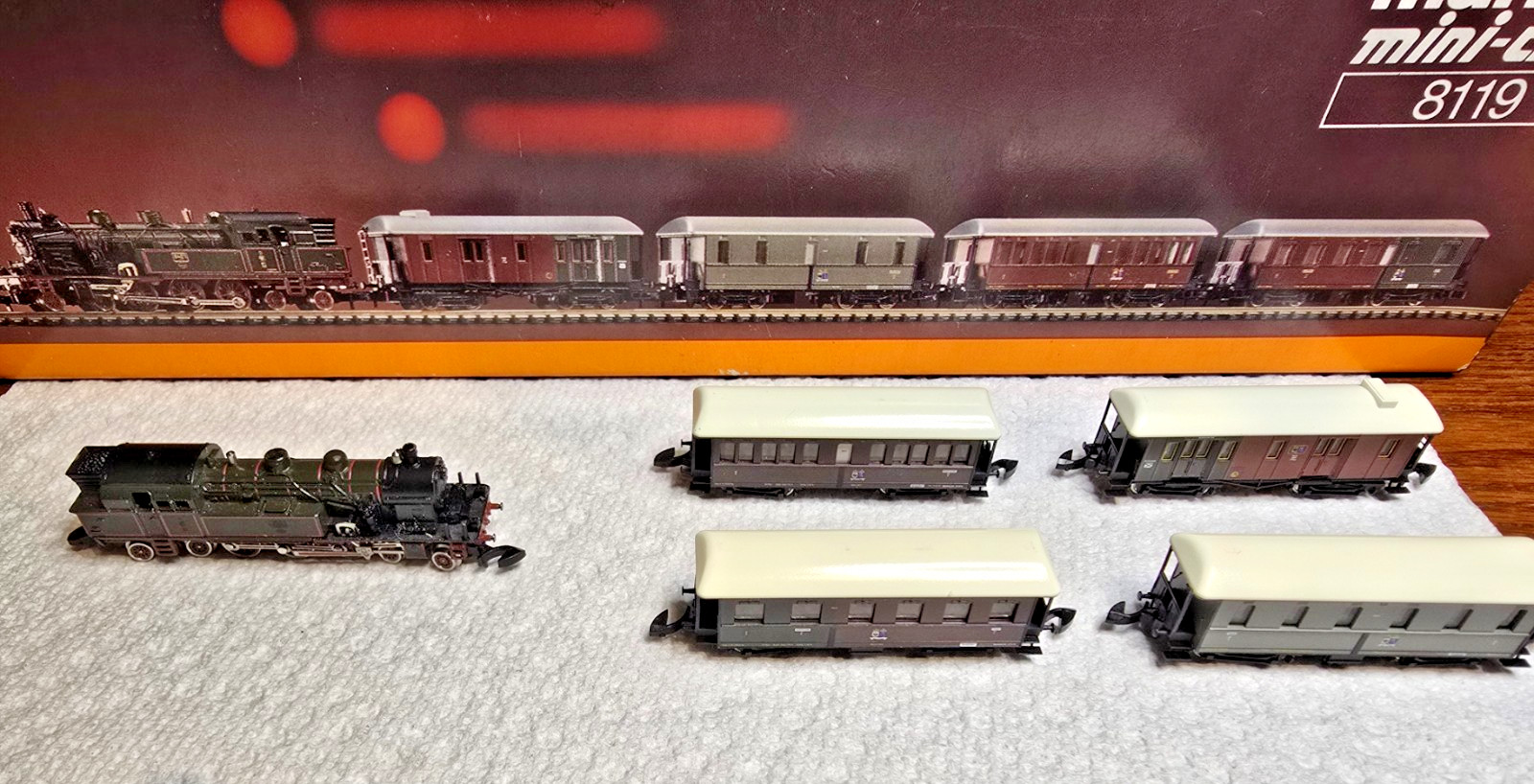 Z Scale Marklin Mini-Club #8119 Royal Prussian Steam Locomotive & Coaches LN/Box