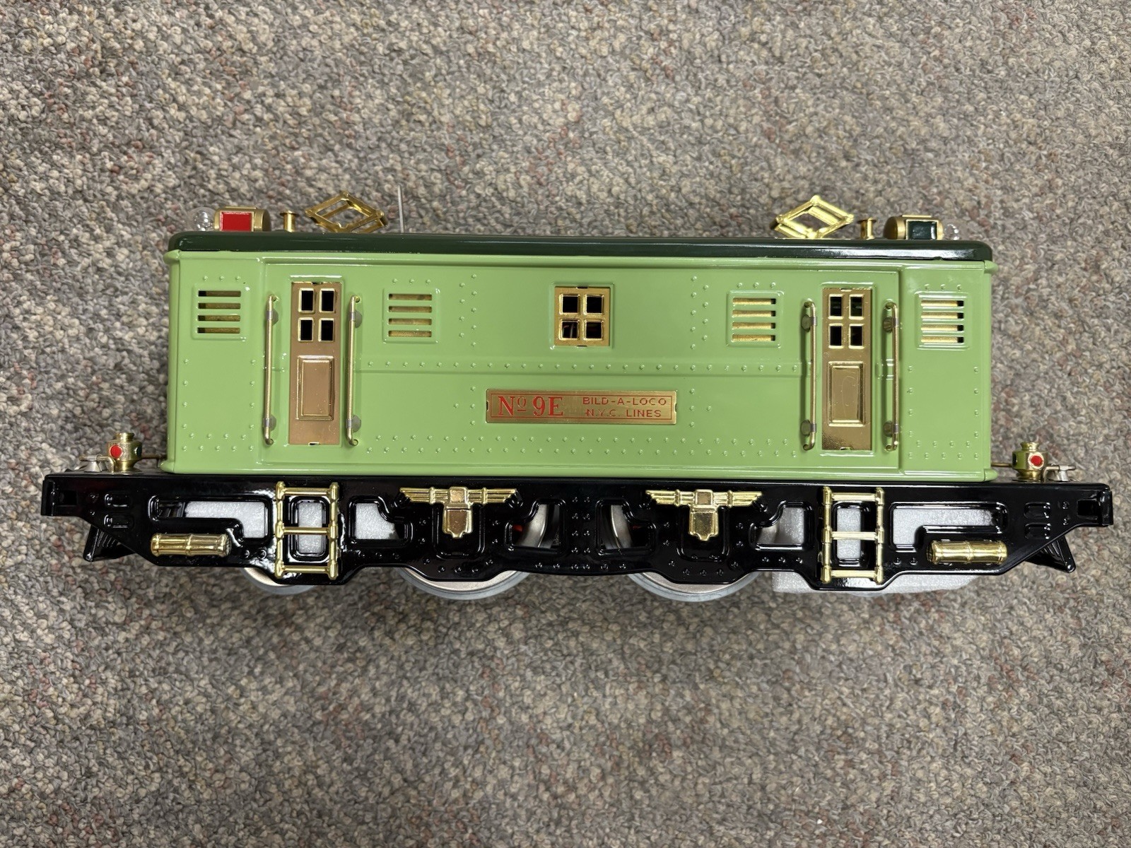 + MTH Standard Gauge Tinplate Two Tone Green 9E Locomotive Traditional 10-1066-0