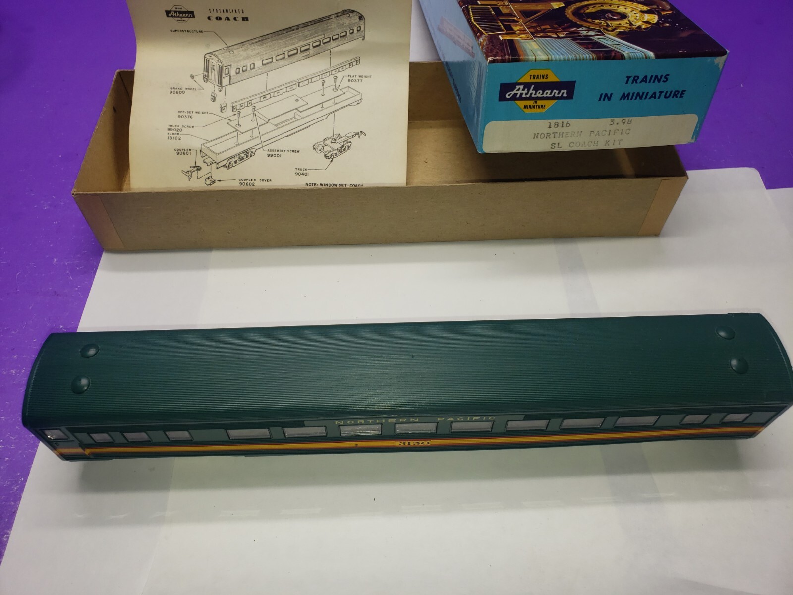 N P RAILWAY EXPRESS COACH CAR 3150 Athearn HO Scale Northern Pacific With Box