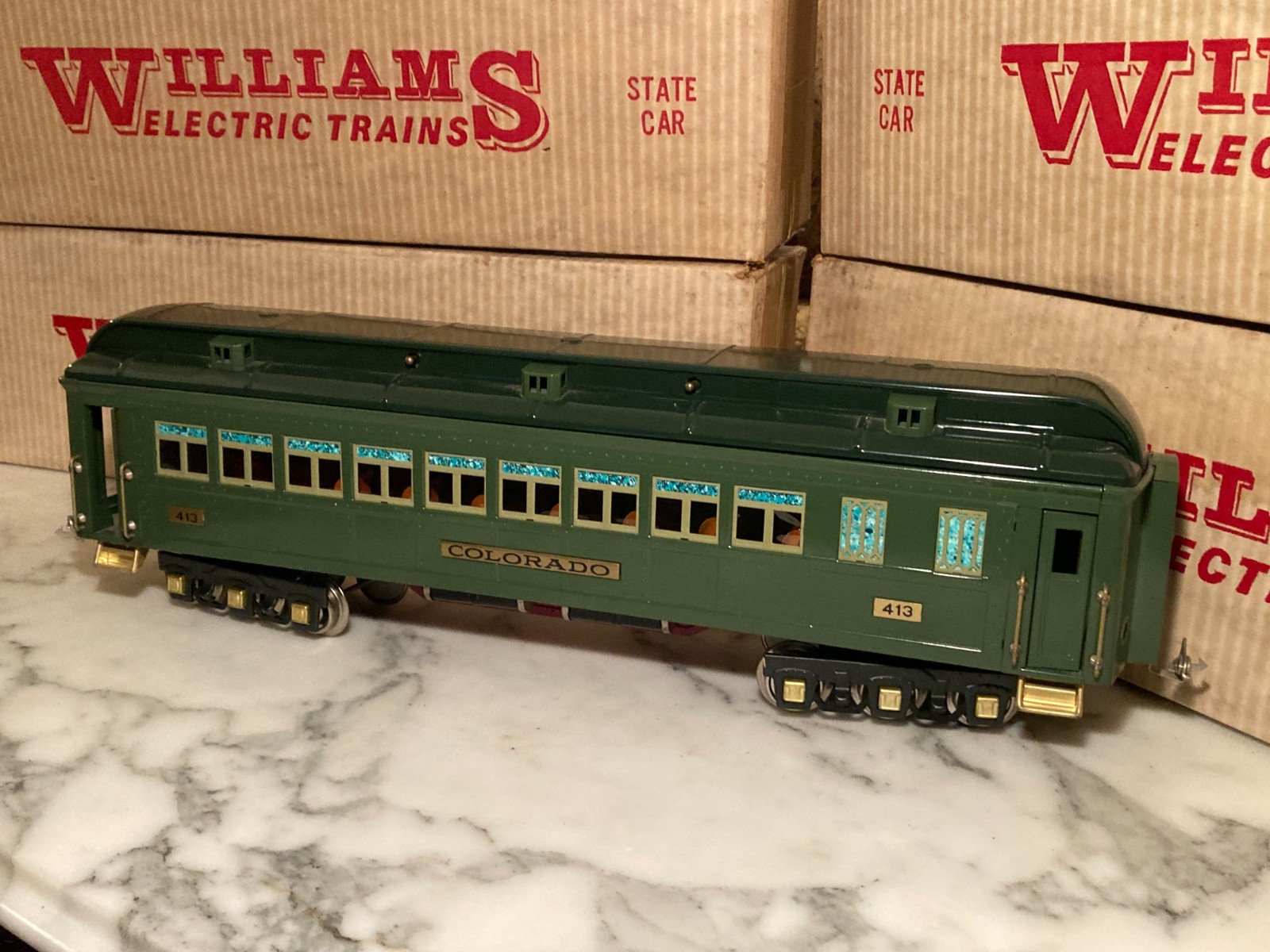 1970s Lionel 381E Bild A Loco with Williams Train State Cars Standard Gauge