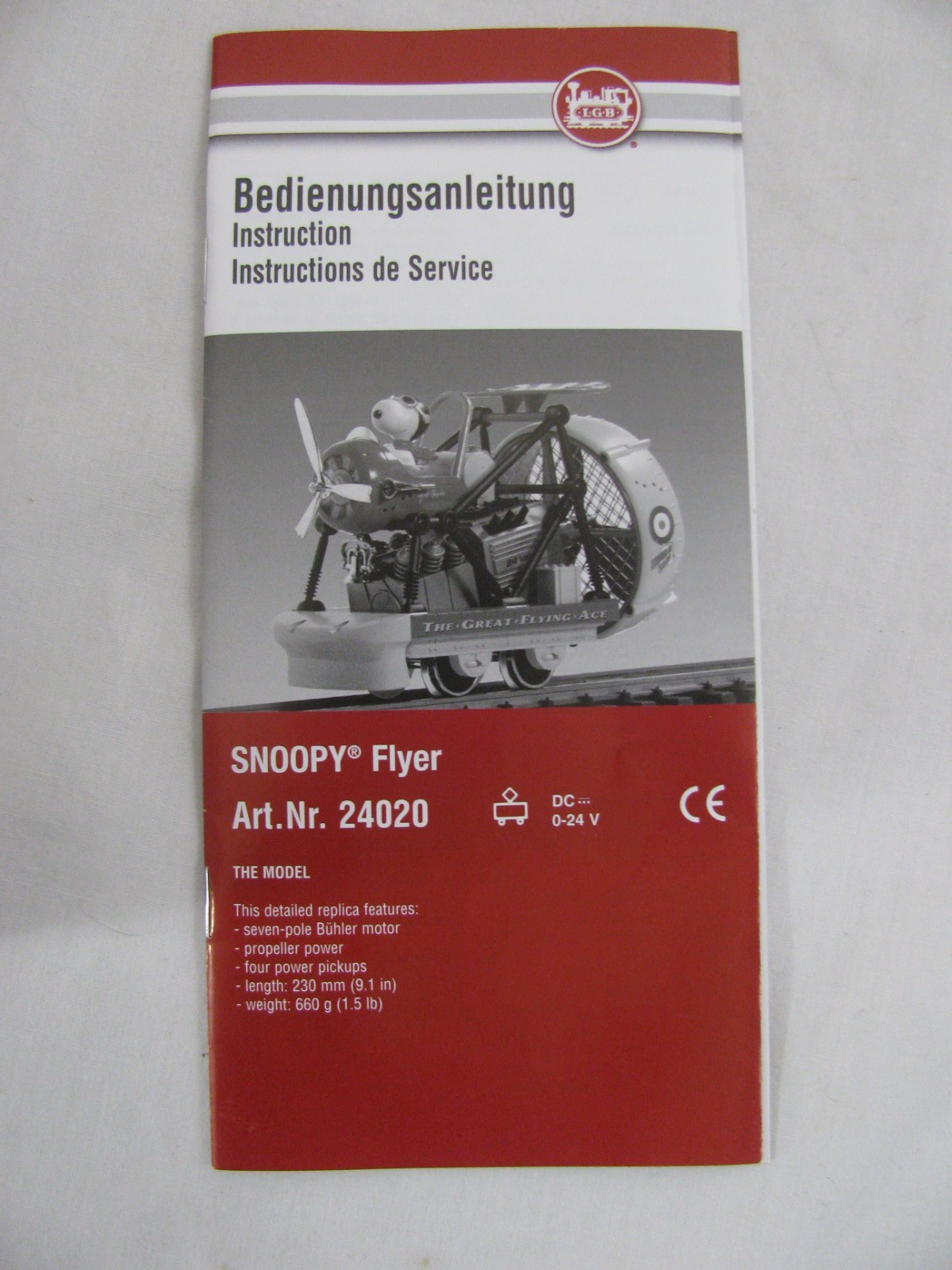 Lehmann LGB G Scale Motorized Peanuts Snoopy Flyer #24020 EX