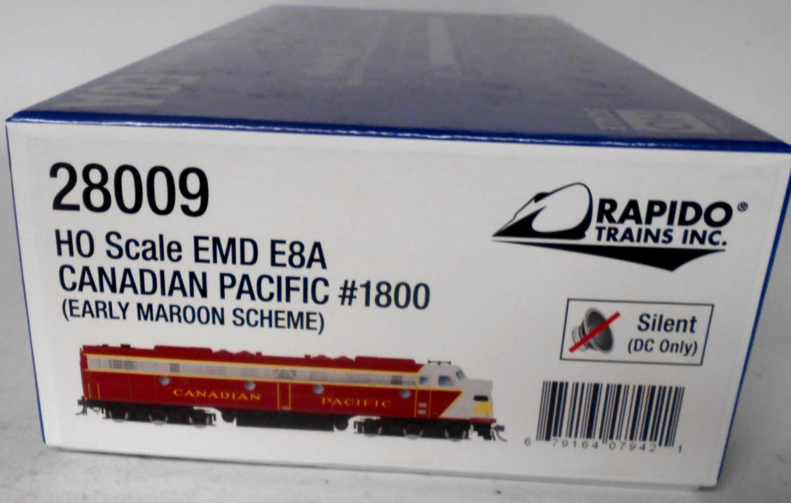 RAPIDO HO Scale E-8-A Early Scheme Silent DC Only #1800 CANADIAN PACIFIC