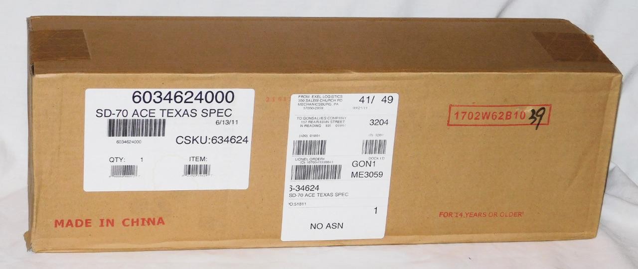 Lionel 6-34624 TEXAS SPECIAL LEGACY SD70 ACe #6344 Diesel C-10 sealed in shipper