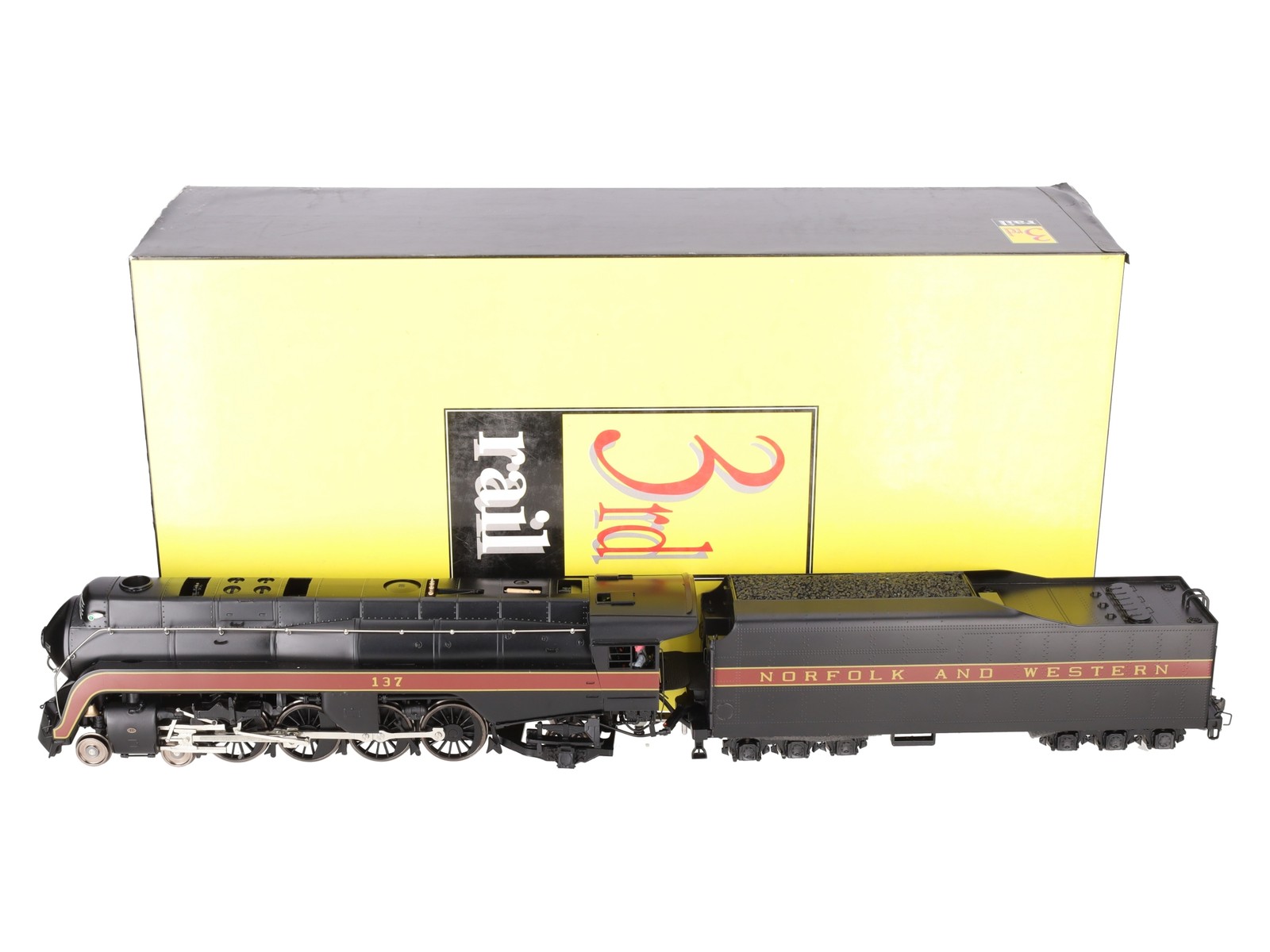 3rd Rail O 2-Rail Brass N&W K-2A 4-8-2 Steam Locomotive & Tender #137 EX/Box