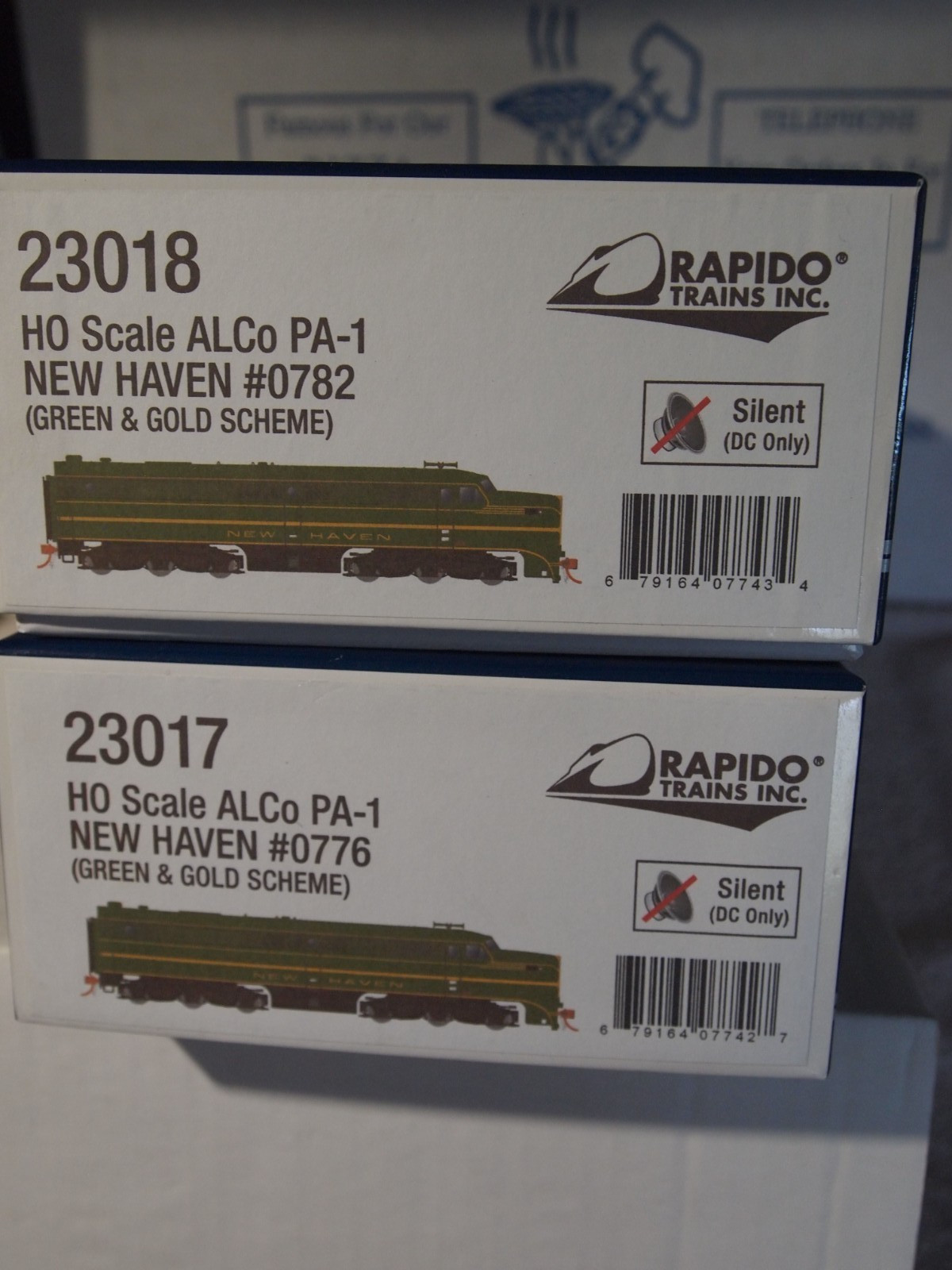 RAPIDO 23017 + 23018 ALCO PA-1 PAIR NEW HAVEN GREEN AS DELIVERED SILENT DC HO